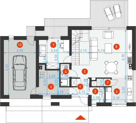 Atrakcyjny 3A - Rzut parteru