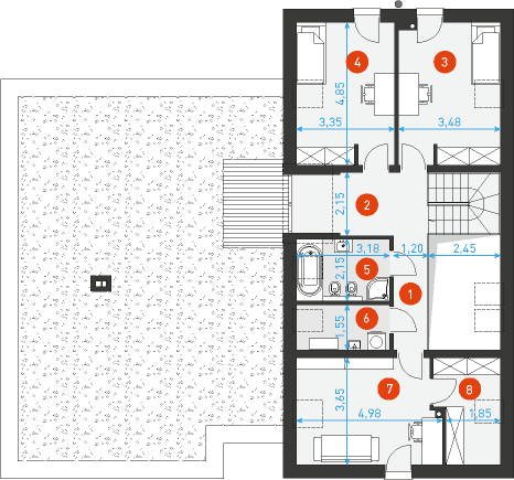 Nowoczesny 1 - Rzut poddasza