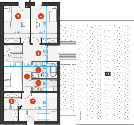 Nowoczesny 1 - Rzut poddasza