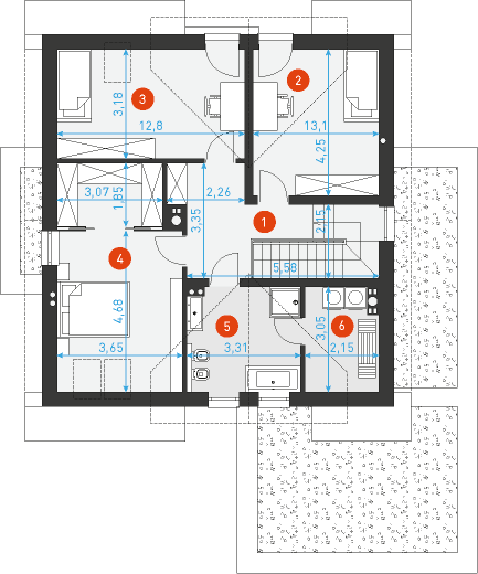 Praktyczny 2A - Rzut poddasza