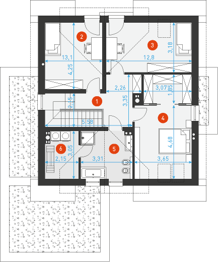 Praktyczny 2A - Rzut poddasza